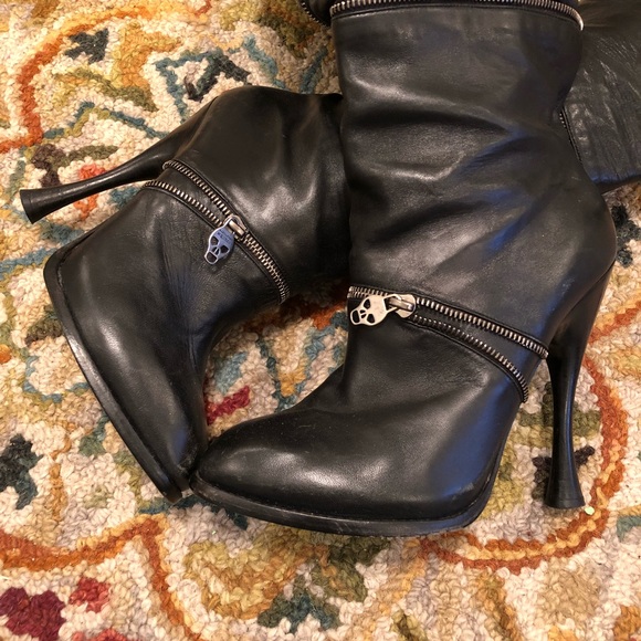Alexander McQueen Shoes Alexander Mcqueen Zipper Knee High Boots 45